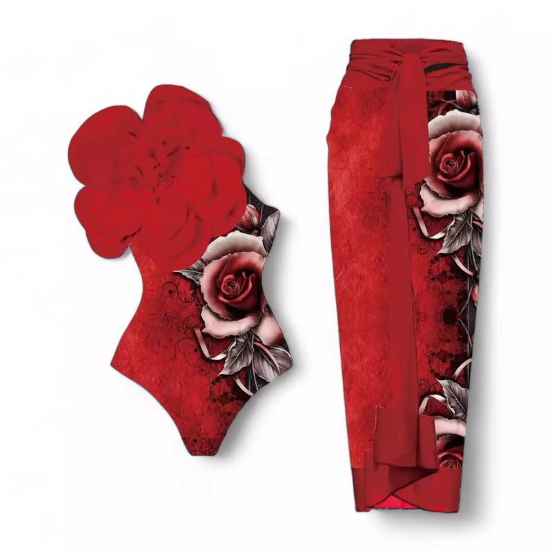 Conjunto Verão Maiô Flower e Saída Longa