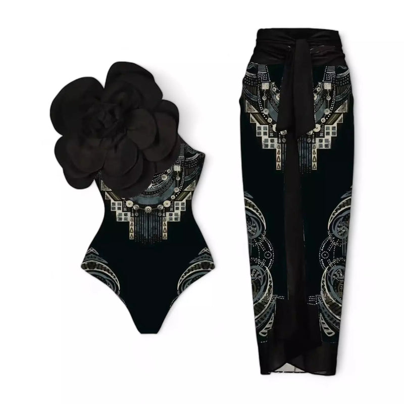 Conjunto Verão Maiô Flower e Saída Longa