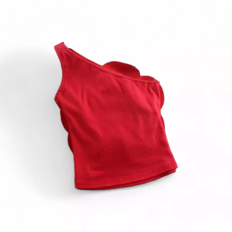 Blusa de Ombro Único Rosa Fashion