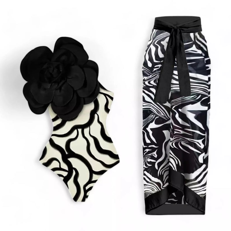 Conjunto Verão Maiô Flower e Saída Longa