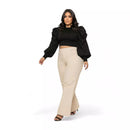 Calça Jeans Wide leg Bege Plus Size