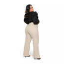 Calça Jeans Wide leg Bege Plus Size