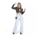Calça Jeans Wide leg Feminina Lavagem Clara