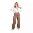 Calça Boca de Sino Jeans Marrom