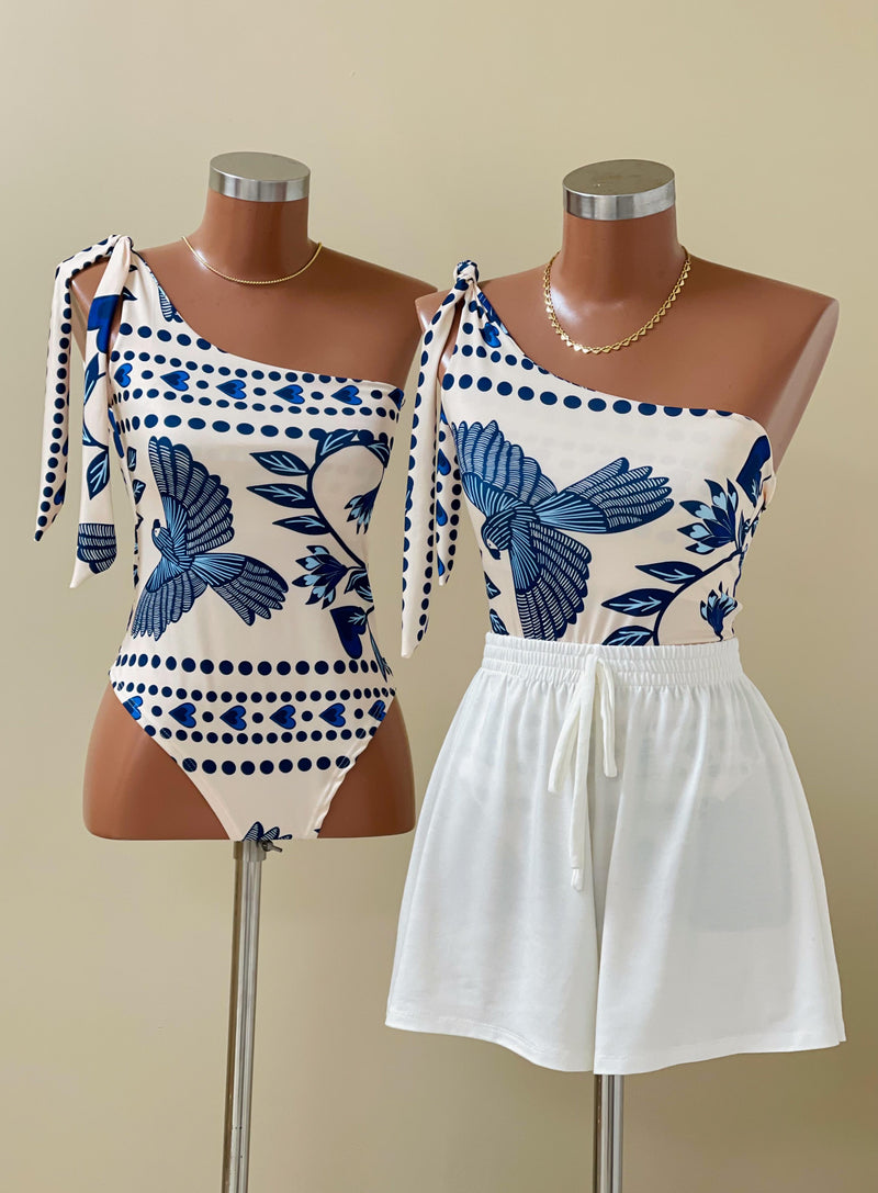 Body Maiô Estampado Far Ana Floresta Azul