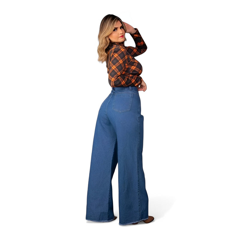 Calça Jeans Feminina Wide Leg