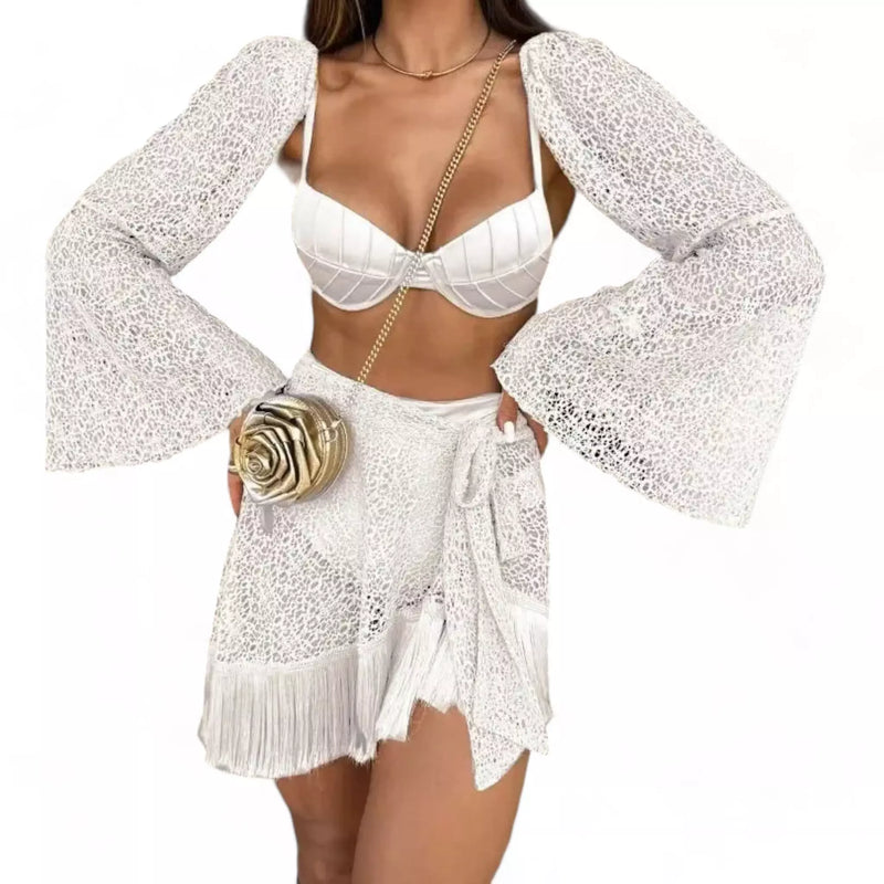 Conjunto Praia Elegance Biquíni e Saída Renda