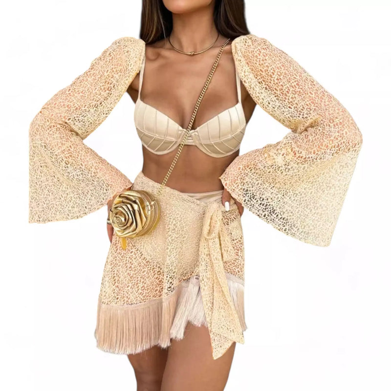 Conjunto Praia Elegance Biquíni e Saída Renda