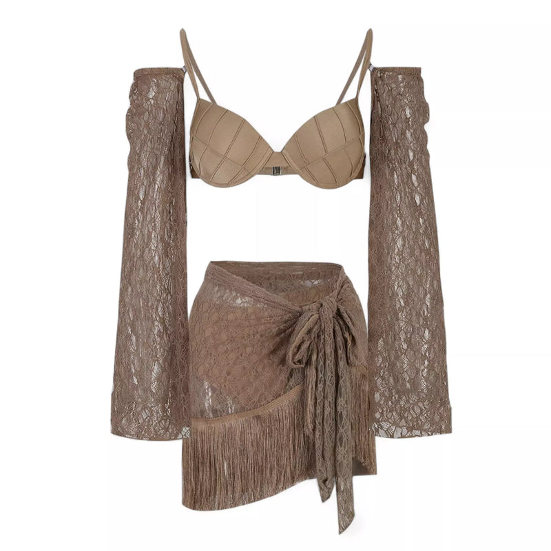 Conjunto Praia Elegance Biquíni e Saída Renda