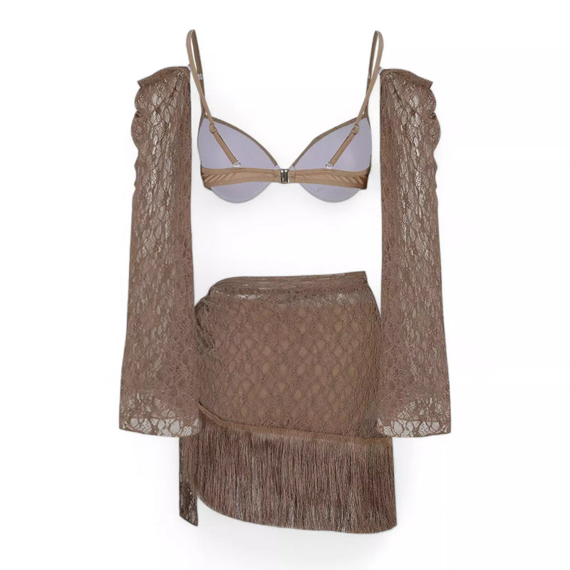 Conjunto Praia Elegance Biquíni e Saída Renda