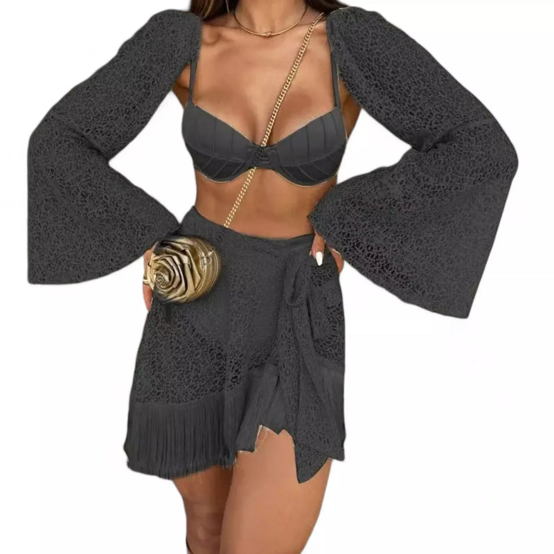 Conjunto Praia Elegance Biquíni e Saída Renda