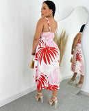 Vestido Feminino Midi Estampa Tropical