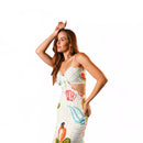 Vestido Midi Com Alcinha e Recorte no Busto