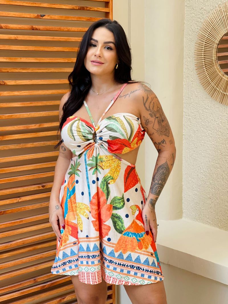 Vestido Curto Isabela Estampado Farm Rio Vibrante