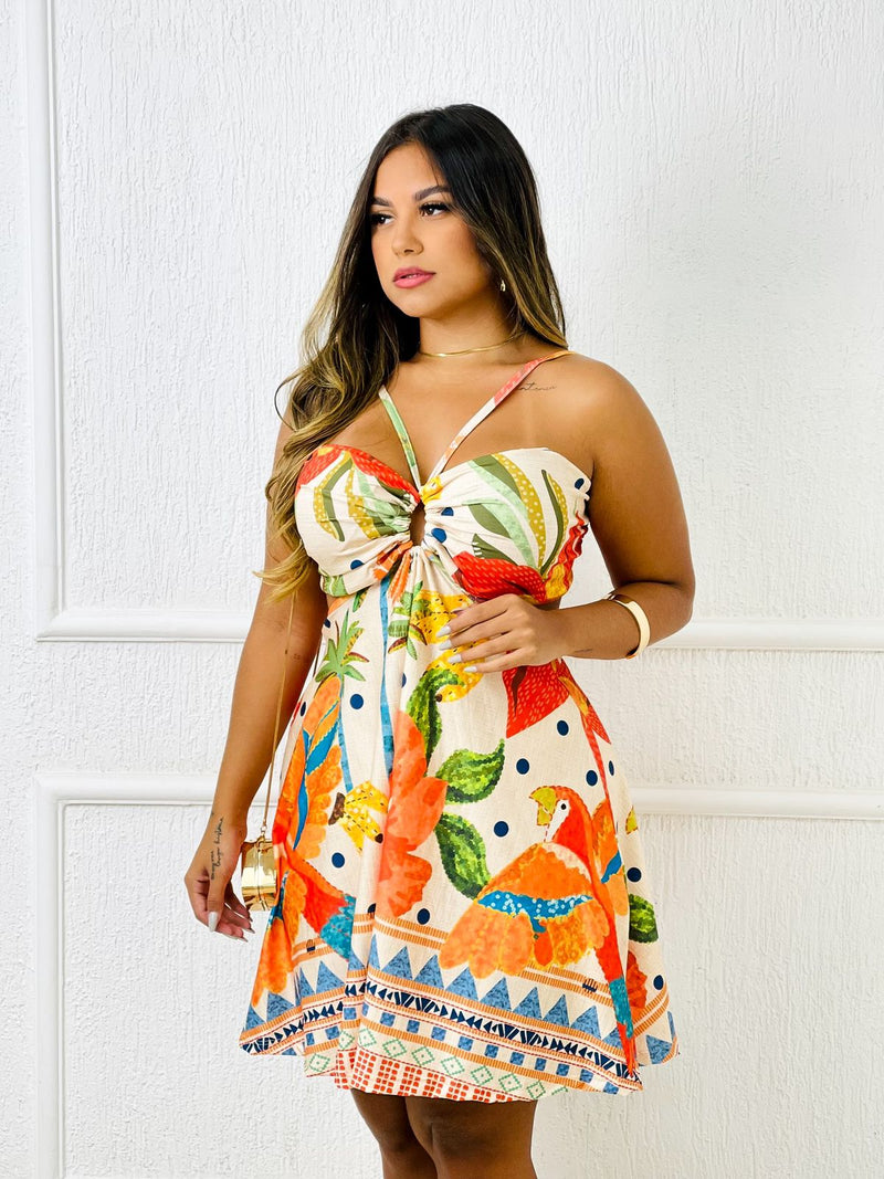 Vestido Curto Isabela Estampado Farm Rio Vibrante