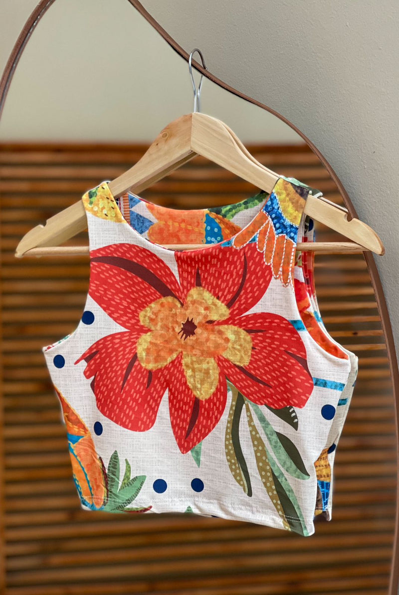 Cropped Estampado Far Aura Rio Vibrante