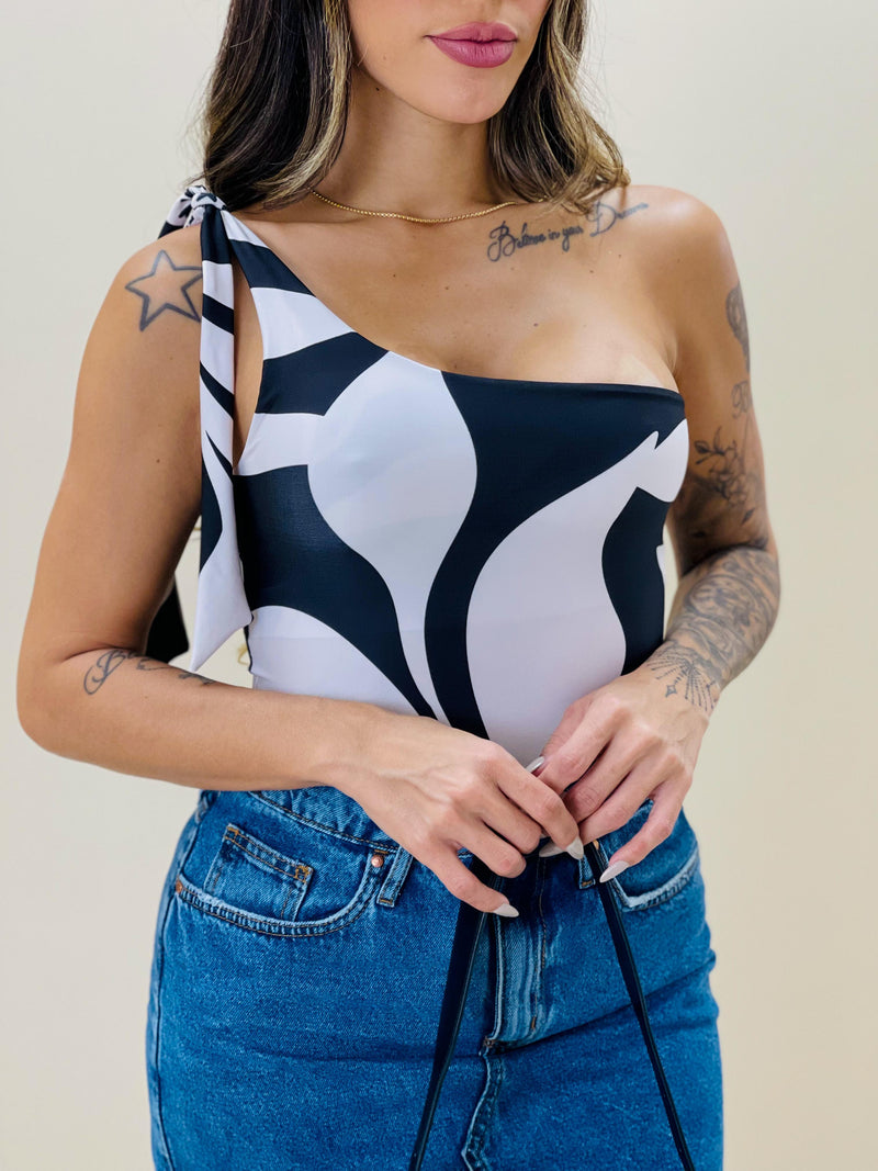 Body Maiô Estampado Far Ana Grafismo