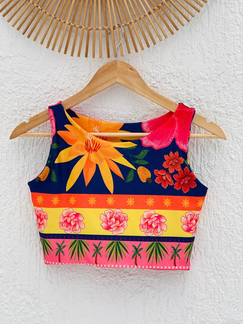 Cropped Estampado Far Aura Florais Radiantes