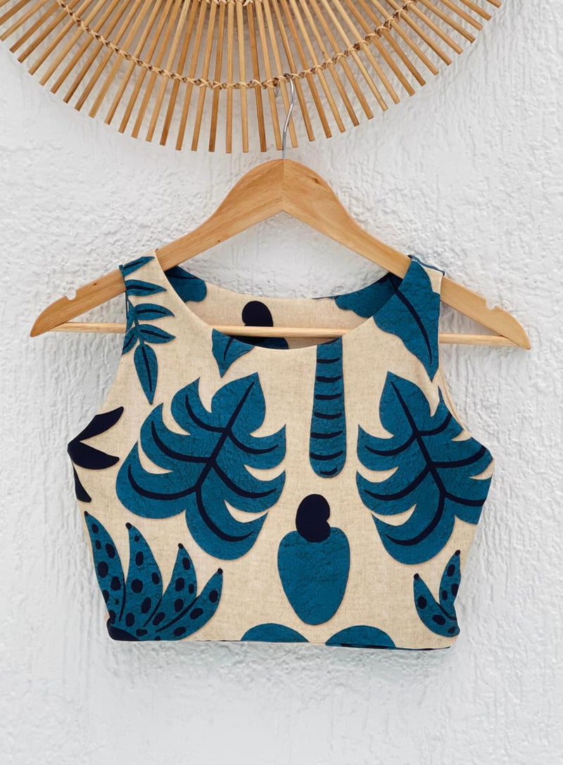 Cropped Estampado Far Aura Refúgio Azul