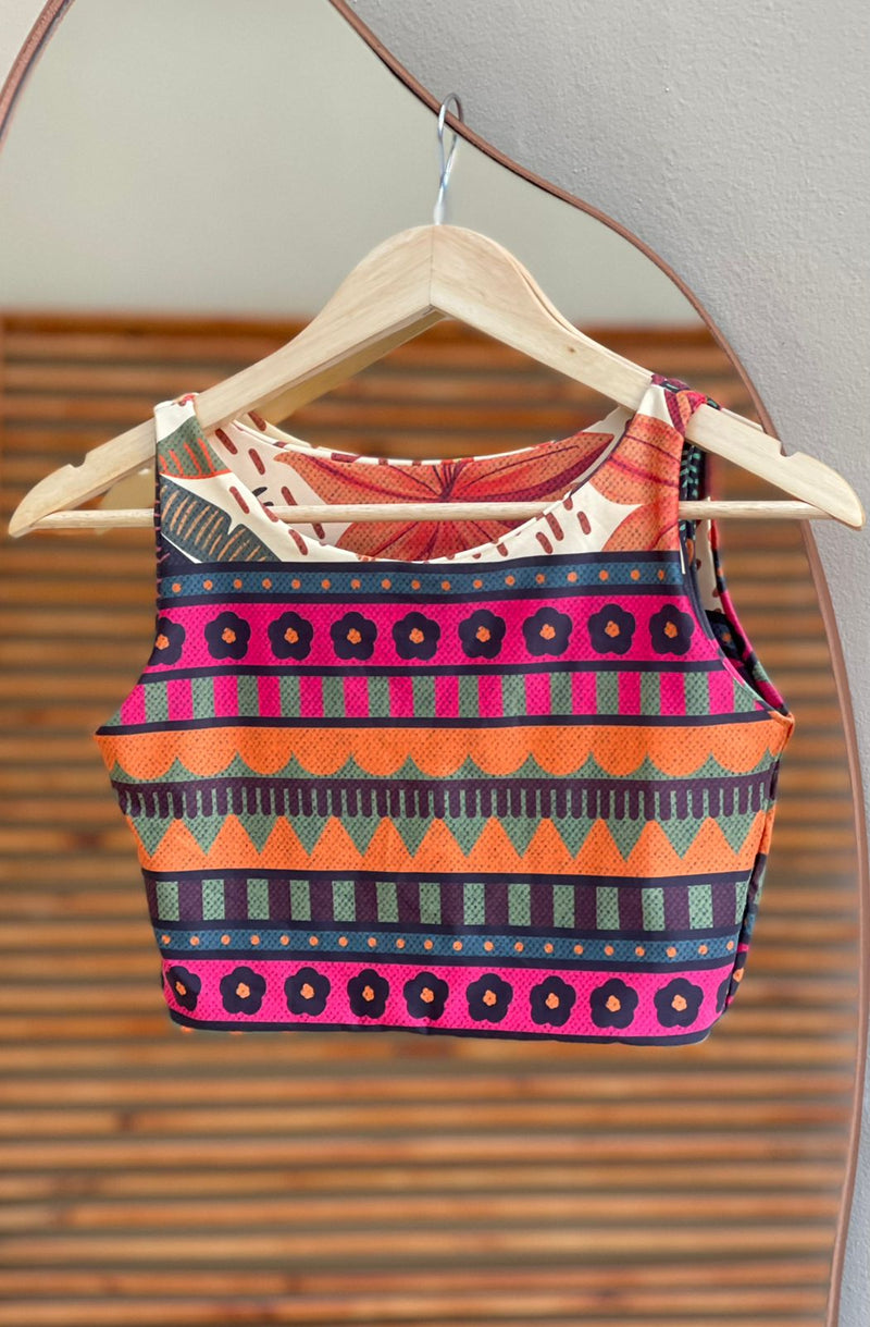 Cropped Estampando Far Aura Elegância Tropical